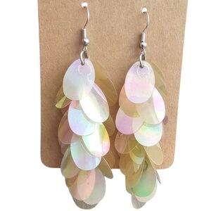 Boho Iridescent Sequin Fringe Earrings - Colorful Festival Dangle Jewelry